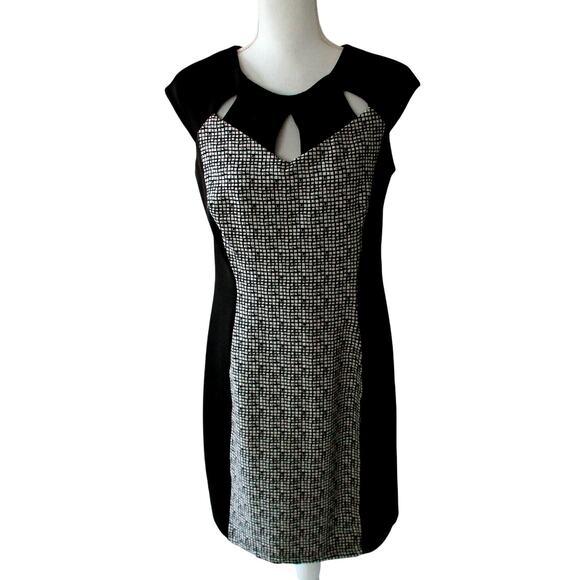 Enfocus Studio Women's Black & White Checked Sleeveless Zip Back Dress Size 12 - Picture 1 of 9